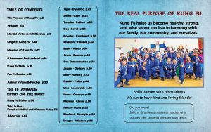 Sample Page from the Kung Fu Animal Power Student Guide showing the table of contents and real purpose of Kung Fu
