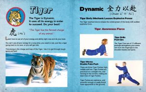 Sample Page from the Kung Fu Animal Power Student Guide showing the pages that introduce the lessons of the dynamic Tiger.