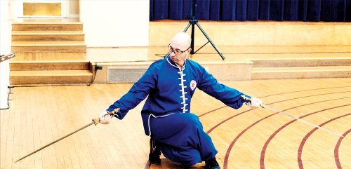 Jason Brenner performing Double Swords